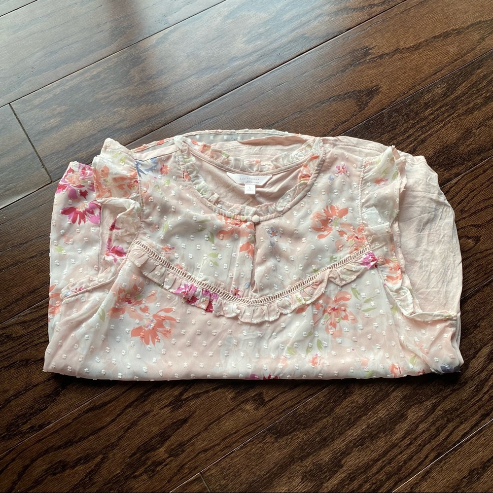 LC Lauren Conrad Pink Floral Ruffle Tank - Picture 2 of 8